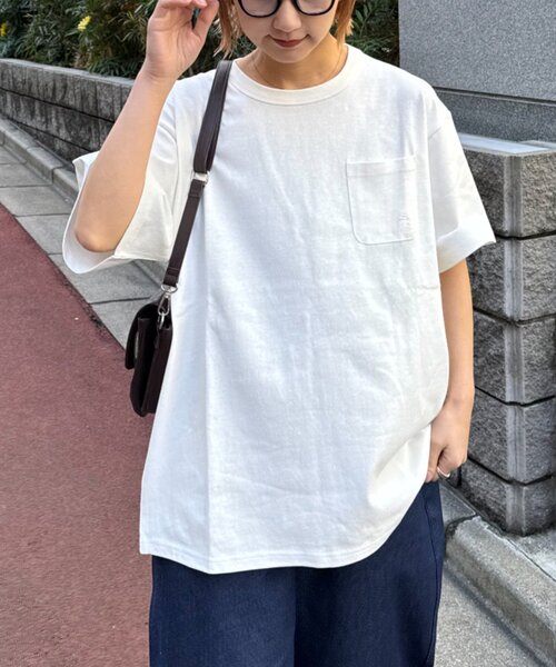 GEVACO（ゲバコ）の「【GEVACO/ゲバコ】ベーシックOE天竺ポケット刺繍Tシャツ（Tシャツ/カットソー・レディース・ホワイト/ネイビー/ミント・MEDIUM/LARGE）」の8枚目の写真