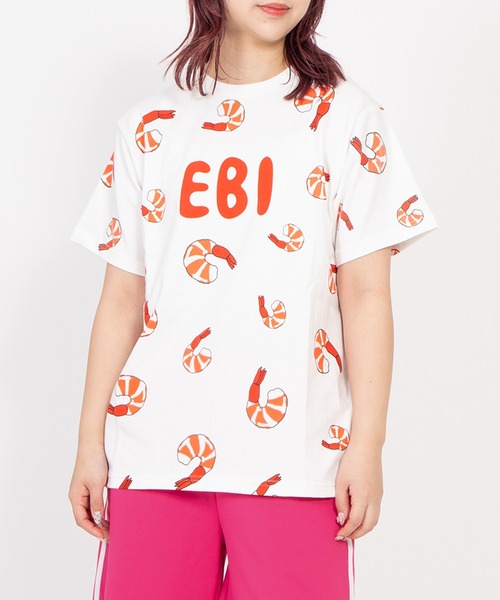 PUNYUS(プニュズ)の「【新サイズ】フード総柄Tシャツ(EBI)(Tシャツ/カットソー・レディース・レッド・1/2/3/4/5)」の3枚目の写真