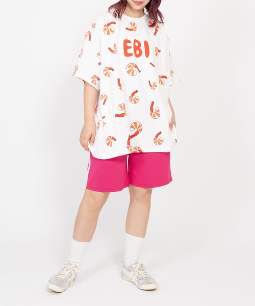 PUNYUS(プニュズ)の「【新サイズ】フード総柄Tシャツ(EBI)(Tシャツ/カットソー・レディース・レッド・1/2/3/4/5)」の5枚目の写真