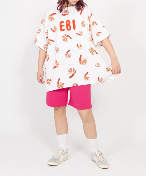 PUNYUS(プニュズ)の「【新サイズ】フード総柄Tシャツ(EBI)(Tシャツ/カットソー・レディース・レッド・1/2/3/4/5)」の7枚目の写真