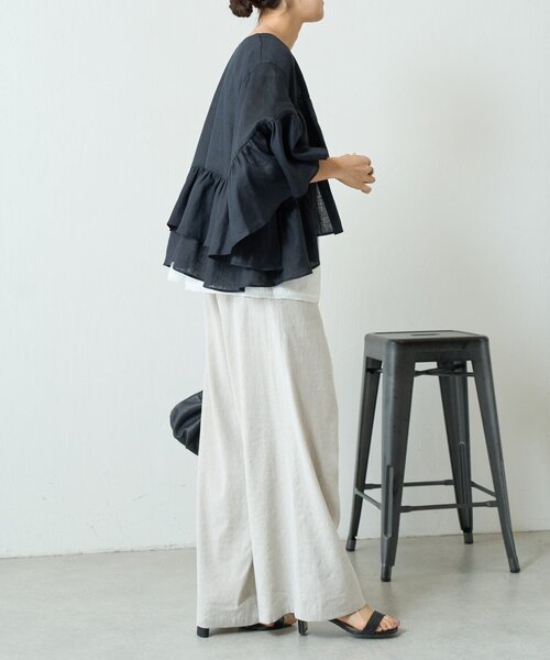 LIVETART（リヴェタート）の「リネンフリル羽織（その他アウター・レディース・ブラック/ベージュ・FREE）」の9枚目の写真