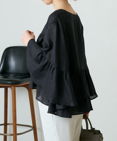 LIVETART（リヴェタート）の「リネンフリル羽織（その他アウター・レディース・ブラック/ベージュ・FREE）」の12枚目の写真