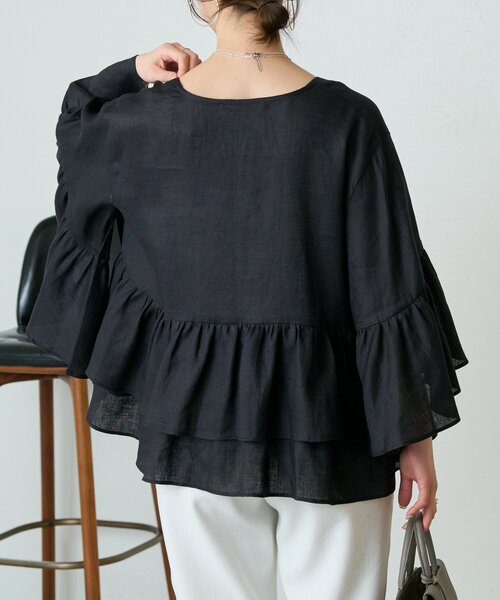 LIVETART（リヴェタート）の「リネンフリル羽織（その他アウター・レディース・ブラック/ベージュ・FREE）」の13枚目の写真