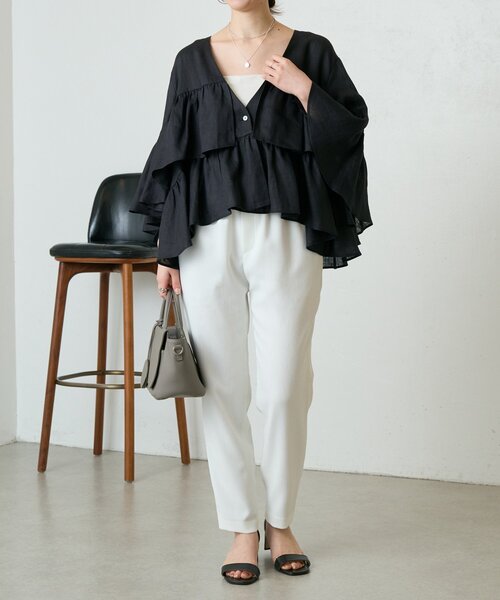 LIVETART（リヴェタート）の「リネンフリル羽織（その他アウター・レディース・ブラック/ベージュ・FREE）」の14枚目の写真