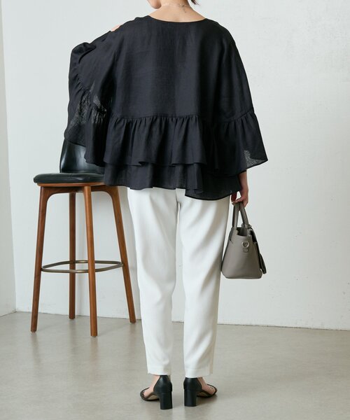 LIVETART（リヴェタート）の「リネンフリル羽織（その他アウター・レディース・ブラック/ベージュ・FREE）」の16枚目の写真