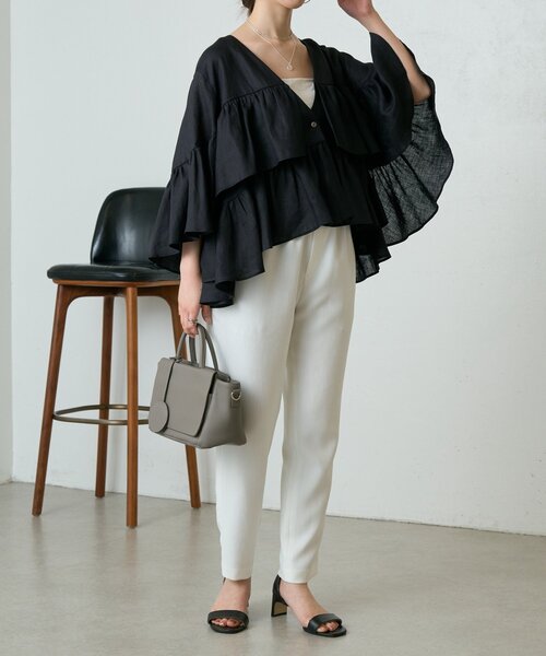 LIVETART（リヴェタート）の「リネンフリル羽織（その他アウター・レディース・ブラック/ベージュ・FREE）」の18枚目の写真