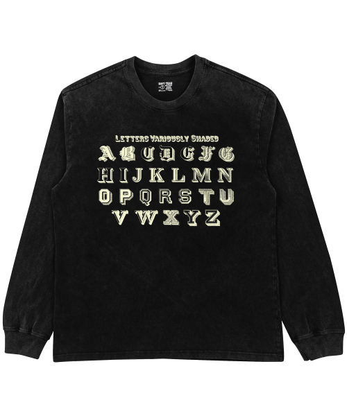NAVYTEAM（ネイビーチーム）の「LETTERS VARIOUSLY SHADED ピグメントダイングロングTシャツ（Tシャツ/カットソー・レディース・ブラック×グレー/ブラック×ベージュ・1/2/3）」の3枚目の写真