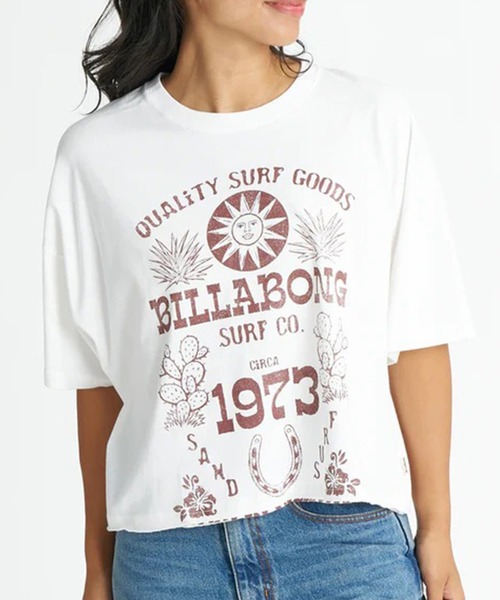 BILLABONG(ビラボン)の「BILLABONG/ビラボン 半袖 クロップドTシャツ SUN ECHOES WL CROPPED COOL DRY TEE BG01C209(Tシャツ/カットソー・レディース・ホワイト/スミクロ/ブルー・M)」の2枚目の写真