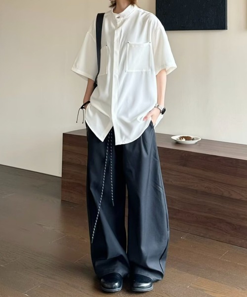 link lot（リンクロット）の「【2点セット】チャーム付きバックゴムタックワイドスラックス（スラックス・メンズ・ベージュ/ブラック・M/L）」の9枚目の写真
