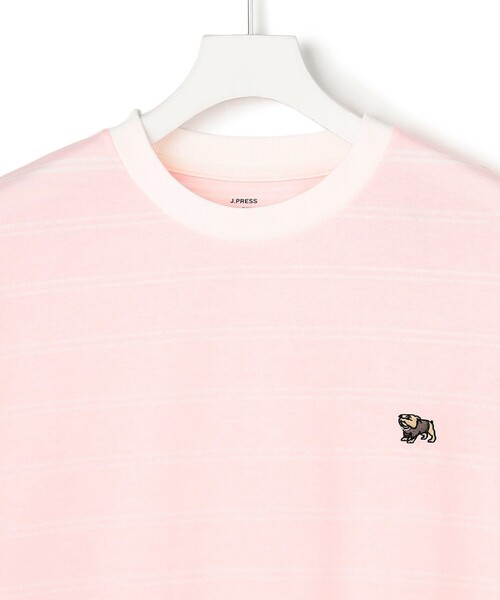 J.PRESS YORK STREET（ジェイプレスヨークストリート）の「【UNISEX】ブルドッグワンポイント ボーダー Tシャツ（Tシャツ/カットソー・メンズ・サックスブルー系1/ホワイト系1/ピンク系1/ネイビー系1・LARGE/MEDIUM/SMALL）」の6枚目の写真