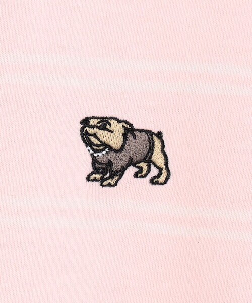 J.PRESS YORK STREET（ジェイプレスヨークストリート）の「【UNISEX】ブルドッグワンポイント ボーダー Tシャツ（Tシャツ/カットソー・メンズ・サックスブルー系1/ホワイト系1/ピンク系1/ネイビー系1・LARGE/MEDIUM/SMALL）」の9枚目の写真