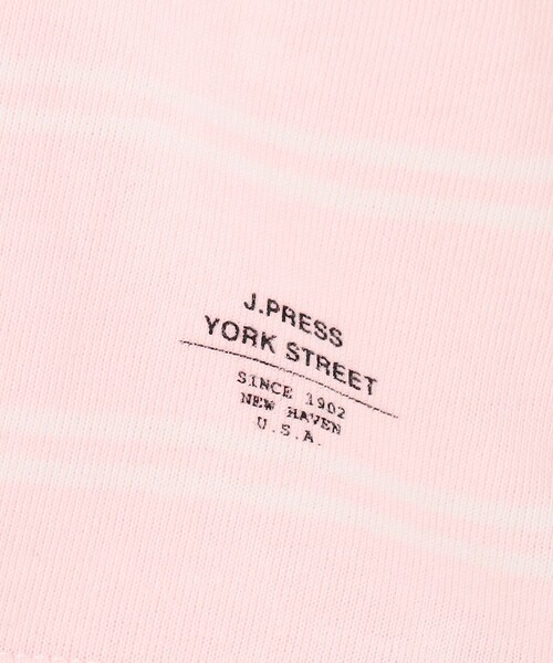 J.PRESS YORK STREET（ジェイプレスヨークストリート）の「【UNISEX】ブルドッグワンポイント ボーダー Tシャツ（Tシャツ/カットソー・メンズ・サックスブルー系1/ホワイト系1/ピンク系1/ネイビー系1・LARGE/MEDIUM/SMALL）」の10枚目の写真