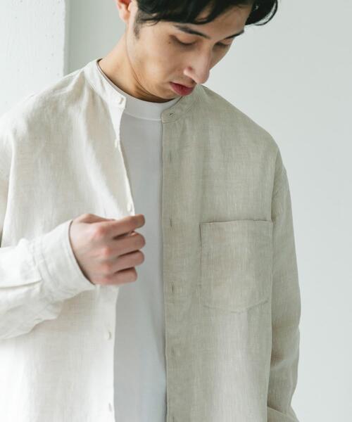 URBAN RESEARCH DOORS(アーバンリサーチドアーズ)の「シルケットリネン バンドカラーロングスリーブシャツ(シャツ/ブラウス・メンズ・アイボリー/チェック/インディゴブルー・X-LARGE/LARGE/MEDIUM)」の8枚目の写真