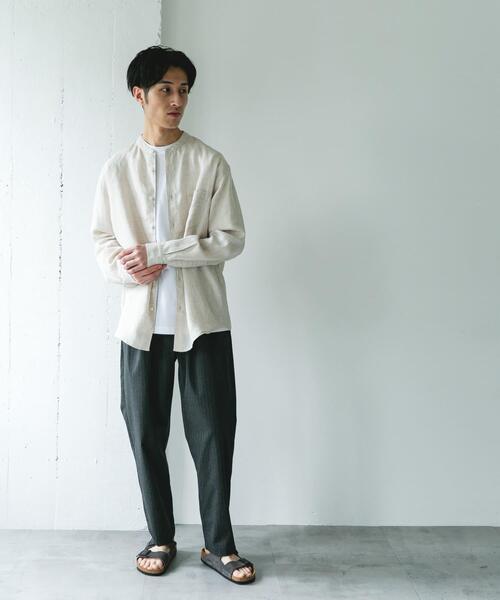 URBAN RESEARCH DOORS(アーバンリサーチドアーズ)の「シルケットリネン バンドカラーロングスリーブシャツ(シャツ/ブラウス・メンズ・アイボリー/チェック/インディゴブルー・X-LARGE/LARGE/MEDIUM)」の9枚目の写真