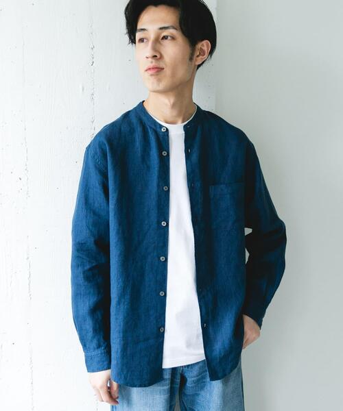 URBAN RESEARCH DOORS(アーバンリサーチドアーズ)の「シルケットリネン バンドカラーロングスリーブシャツ(シャツ/ブラウス・メンズ・アイボリー/チェック/インディゴブルー・X-LARGE/LARGE/MEDIUM)」の13枚目の写真