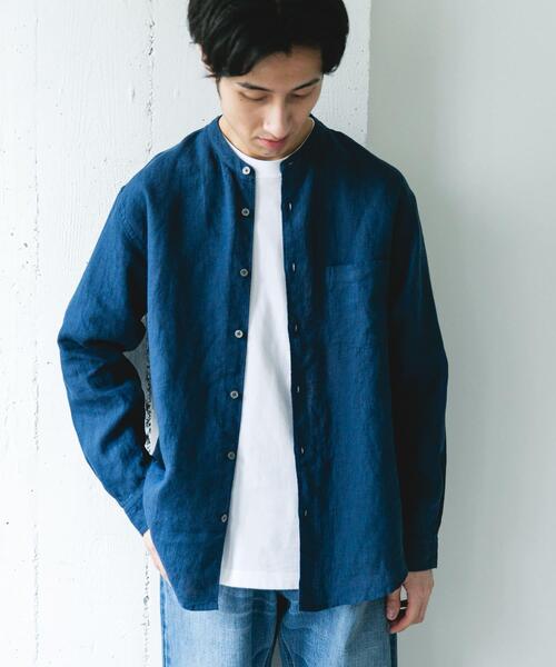 URBAN RESEARCH DOORS(アーバンリサーチドアーズ)の「シルケットリネン バンドカラーロングスリーブシャツ(シャツ/ブラウス・メンズ・アイボリー/チェック/インディゴブルー・X-LARGE/LARGE/MEDIUM)」の14枚目の写真