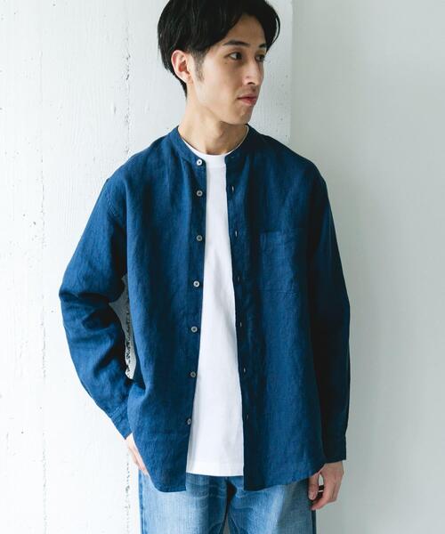 URBAN RESEARCH DOORS(アーバンリサーチドアーズ)の「シルケットリネン バンドカラーロングスリーブシャツ(シャツ/ブラウス・メンズ・アイボリー/チェック/インディゴブルー・X-LARGE/LARGE/MEDIUM)」の15枚目の写真