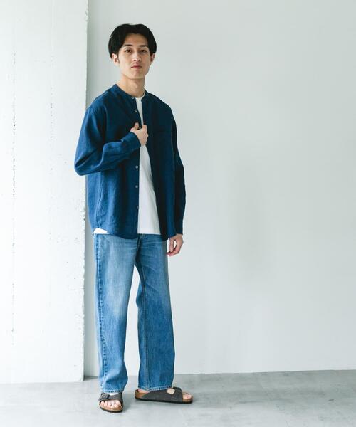 URBAN RESEARCH DOORS(アーバンリサーチドアーズ)の「シルケットリネン バンドカラーロングスリーブシャツ(シャツ/ブラウス・メンズ・アイボリー/チェック/インディゴブルー・X-LARGE/LARGE/MEDIUM)」の17枚目の写真