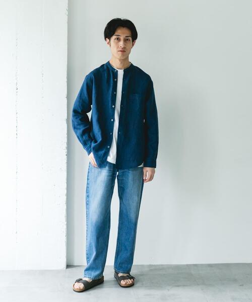 URBAN RESEARCH DOORS(アーバンリサーチドアーズ)の「シルケットリネン バンドカラーロングスリーブシャツ(シャツ/ブラウス・メンズ・アイボリー/チェック/インディゴブルー・X-LARGE/LARGE/MEDIUM)」の18枚目の写真