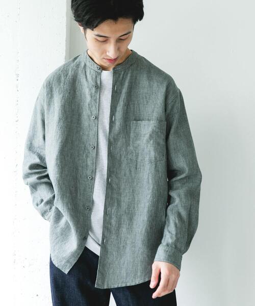 URBAN RESEARCH DOORS(アーバンリサーチドアーズ)の「シルケットリネン バンドカラーロングスリーブシャツ(シャツ/ブラウス・メンズ・アイボリー/チェック/インディゴブルー・X-LARGE/LARGE/MEDIUM)」の21枚目の写真