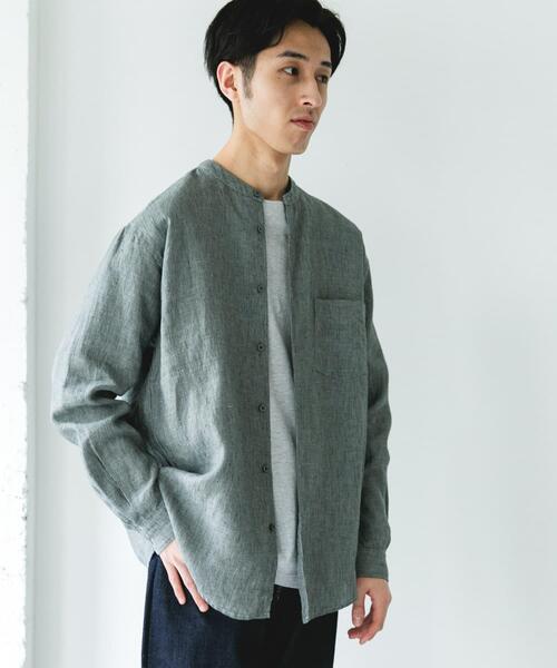 URBAN RESEARCH DOORS(アーバンリサーチドアーズ)の「シルケットリネン バンドカラーロングスリーブシャツ(シャツ/ブラウス・メンズ・アイボリー/チェック/インディゴブルー・X-LARGE/LARGE/MEDIUM)」の22枚目の写真