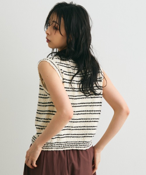 Trish（トリッシュ）の「ボーダーノースリニット（タンクトップ・レディース・ホワイト/ブラック・FREE）」の13枚目の写真