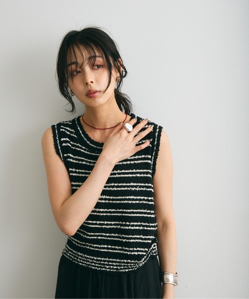 Trish（トリッシュ）の「ボーダーノースリニット（タンクトップ・レディース・ホワイト/ブラック・FREE）」の17枚目の写真