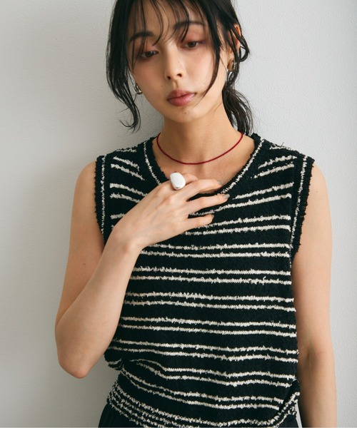 Trish（トリッシュ）の「ボーダーノースリニット（タンクトップ・レディース・ホワイト/ブラック・FREE）」の18枚目の写真