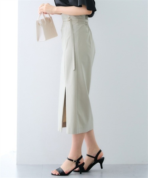 7days Life Styling(セブンデイズライフスタイリング)の「【UVカット/接触冷感】ドライタッチベルト付きストレッチナロースカート(スカート・レディース・ベージュ/ブラック・3L/LL/L/M/S)」の9枚目の写真