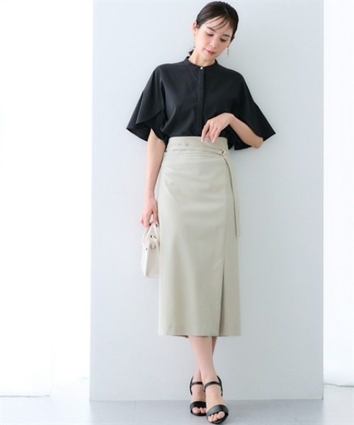 7days Life Styling(セブンデイズライフスタイリング)の「【UVカット/接触冷感】ドライタッチベルト付きストレッチナロースカート(スカート・レディース・ベージュ/ブラック・3L/LL/L/M/S)」の3枚目の写真