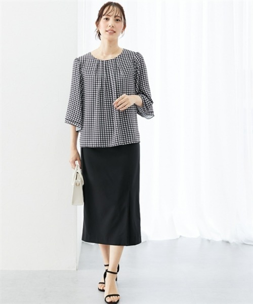 7days Life Styling(セブンデイズライフスタイリング)の「【UVカット/接触冷感】ドライタッチベルト付きストレッチナロースカート(スカート・レディース・ベージュ/ブラック・3L/LL/L/M/S)」の5枚目の写真
