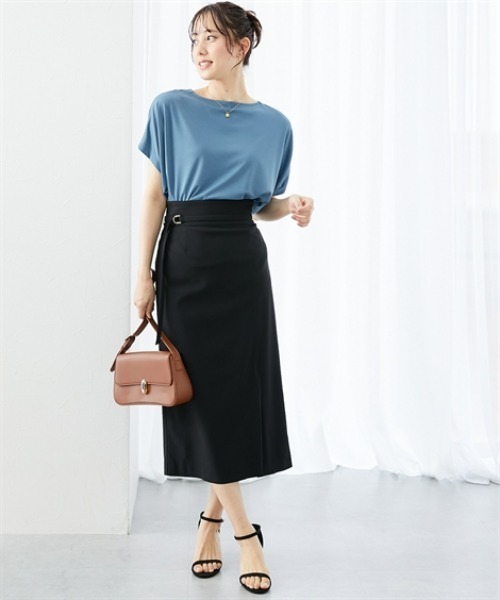 7days Life Styling(セブンデイズライフスタイリング)の「【UVカット/接触冷感】ドライタッチベルト付きストレッチナロースカート(スカート・レディース・ベージュ/ブラック・3L/LL/L/M/S)」の7枚目の写真