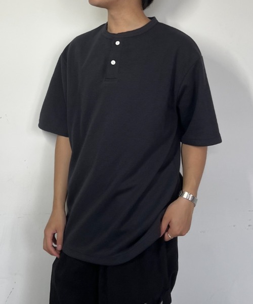 link lot(リンクロット)の「ドライワッフルヘンリーネック半袖Tシャツ(Tシャツ/カットソー・メンズ・オートミール/グレー/ブラック・M/L/XL)」の17枚目の写真