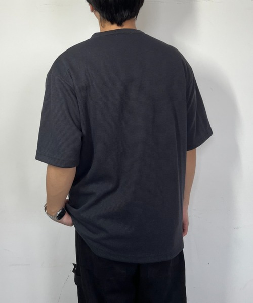 link lot(リンクロット)の「ドライワッフルヘンリーネック半袖Tシャツ(Tシャツ/カットソー・メンズ・オートミール/グレー/ブラック・M/L/XL)」の18枚目の写真