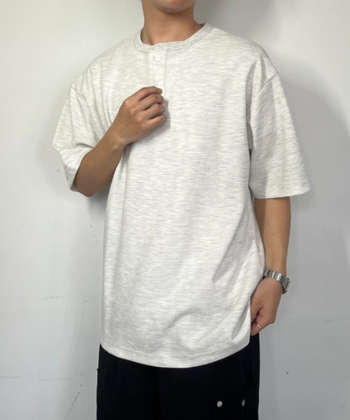 link lot(リンクロット)の「ドライワッフルヘンリーネック半袖Tシャツ(Tシャツ/カットソー・メンズ・オートミール/グレー/ブラック・M/L/XL)」の19枚目の写真