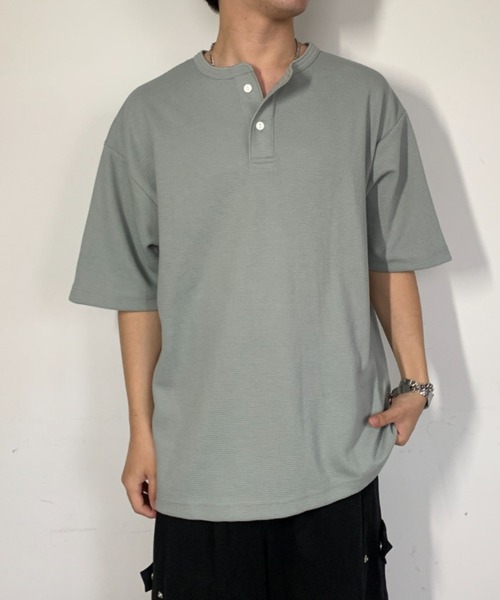 セール】【26年春夏新作】ドライワッフルヘンリーネック半袖Tシャツ（T