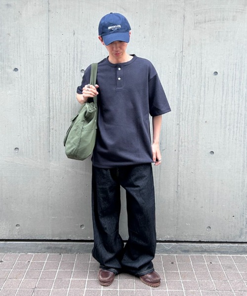 link lot(リンクロット)の「ドライワッフルヘンリーネック半袖Tシャツ(Tシャツ/カットソー・メンズ・オートミール/グレー/ブラック・M/L/XL)」の7枚目の写真