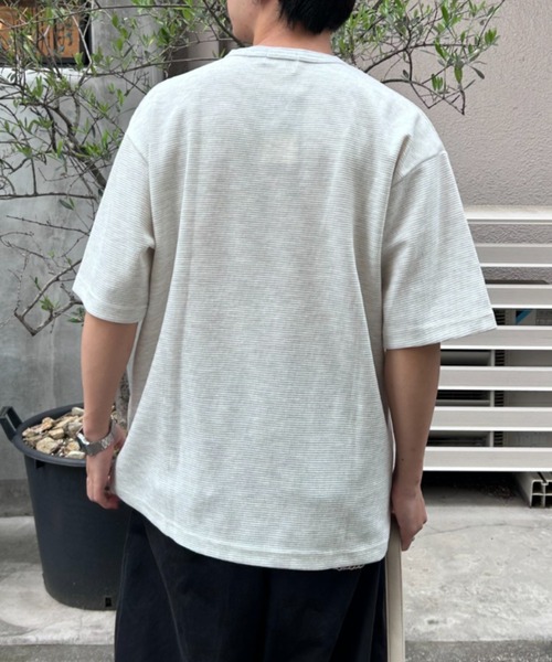 link lot(リンクロット)の「ドライワッフルヘンリーネック半袖Tシャツ(Tシャツ/カットソー・メンズ・オートミール/グレー/ブラック・M/L/XL)」の10枚目の写真