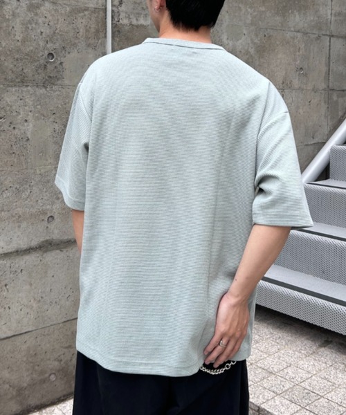 link lot(リンクロット)の「ドライワッフルヘンリーネック半袖Tシャツ(Tシャツ/カットソー・メンズ・オートミール/グレー/ブラック・M/L/XL)」の14枚目の写真