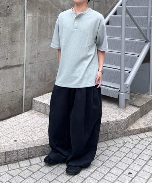 link lot(リンクロット)の「ドライワッフルヘンリーネック半袖Tシャツ(Tシャツ/カットソー・メンズ・オートミール/グレー/ブラック・M/L/XL)」の15枚目の写真