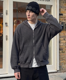 ANOLORCODE（アノローコード）の「ワッフルクロップフードジップアップ（チャコール）（パーカー）」