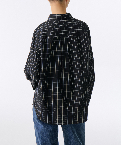 MUSINSA STANDARD WOMAN（ムシンサスタンダードウーマン）の「ウィメンズリラックスドミニウィンドウペインチェックシャツ[ブラック]（シャツ/ブラウス・レディース・その他・X-SMALL/SMALL/MEDIUM/LARGE）」の2枚目の写真