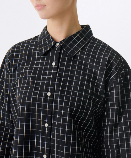 MUSINSA STANDARD WOMAN（ムシンサスタンダードウーマン）の「ウィメンズリラックスドミニウィンドウペインチェックシャツ[ブラック]（シャツ/ブラウス・レディース・その他・X-SMALL/SMALL/MEDIUM/LARGE）」の3枚目の写真