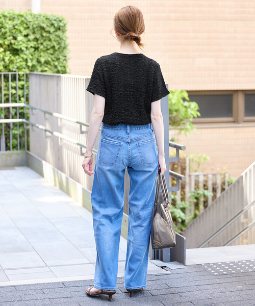 SLOBE IENA（スローブイエナ）の「シャーリングシアーTEE（Tシャツ/カットソー・レディース・ベージュ/ブラック・FREE）」の6枚目の写真