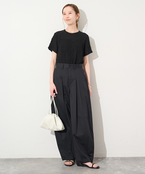SLOBE IENA（スローブイエナ）の「シャーリングシアーTEE（Tシャツ/カットソー・レディース・ベージュ/ブラック・FREE）」の9枚目の写真