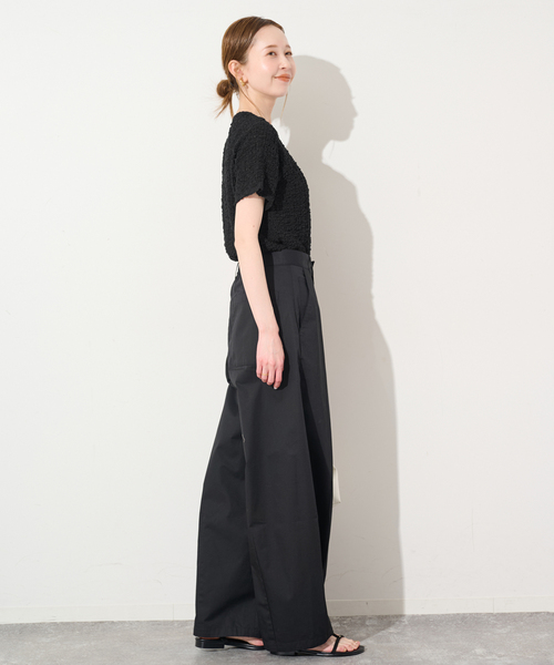 SLOBE IENA（スローブイエナ）の「シャーリングシアーTEE（Tシャツ/カットソー・レディース・ベージュ/ブラック・FREE）」の10枚目の写真