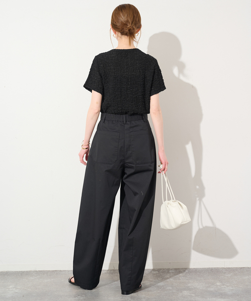 SLOBE IENA（スローブイエナ）の「シャーリングシアーTEE（Tシャツ/カットソー・レディース・ベージュ/ブラック・FREE）」の11枚目の写真
