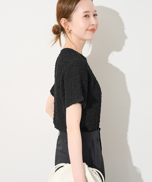 SLOBE IENA（スローブイエナ）の「シャーリングシアーTEE（Tシャツ/カットソー・レディース・ベージュ/ブラック・FREE）」の14枚目の写真