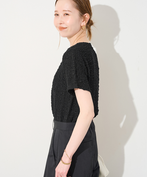SLOBE IENA（スローブイエナ）の「シャーリングシアーTEE（Tシャツ/カットソー・レディース・ベージュ/ブラック・FREE）」の16枚目の写真