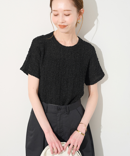 SLOBE IENA（スローブイエナ）の「シャーリングシアーTEE（Tシャツ/カットソー・レディース・ベージュ/ブラック・FREE）」の17枚目の写真
